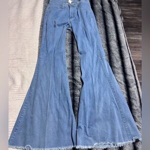 Judy Blue fringe bottom super flare jeans